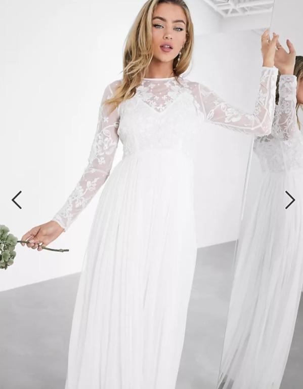 ASOS EDITION Ayla embroidered bodice maxi wedding dress, Women's Fashion,  Dresses & Sets, Evening dresses & gowns on Carousell