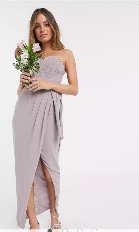 ASOS TFNC Petite bridesmaid midaxi dress in grey Women s Fashion