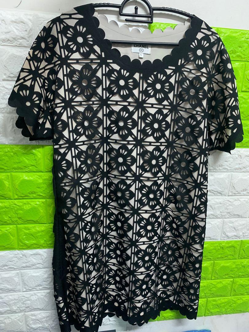 chanel black and white ladies blouse
