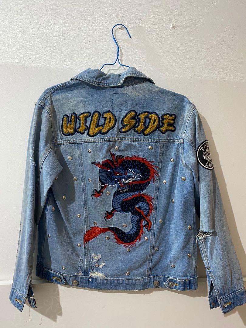 Bershka Denim Jacket Wild Side, Fesyen 
