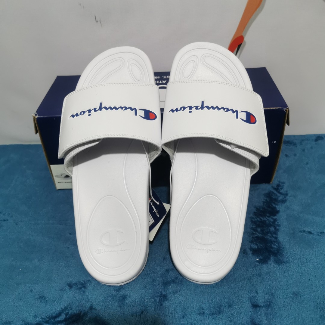 champion mega slides Men s white And black Size M10