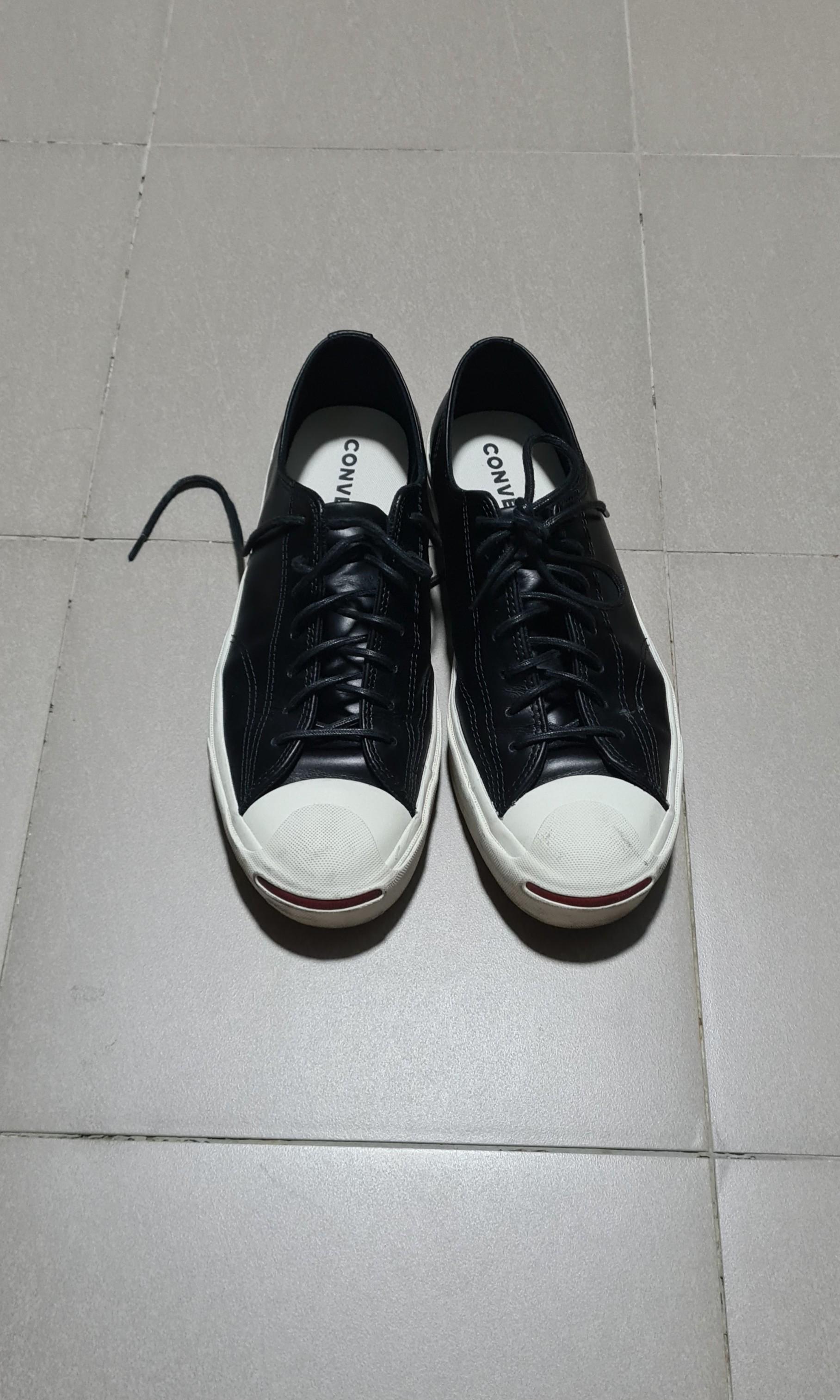 Grisling skjold Individualitet Converse Jack Purcell Premium Leather - Ox - Black/Black/Egret - 170098C,  Men's Fashion, Footwear, Sneakers on Carousell
