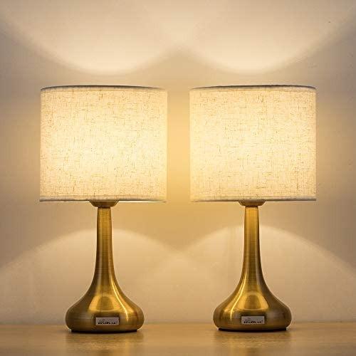 Small Desk Lamp With Linen Fabric Shade, Small Table Lamps For Bedroom