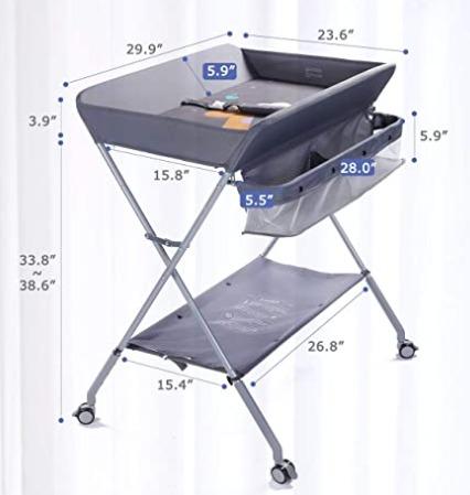 Mobile changing table clearance