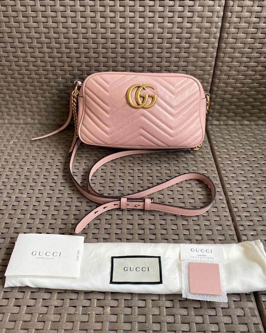 Gucci marmont light pink quilted leather marmont metalasse small shoulder bag Luxury Bags Wallets on Carousell