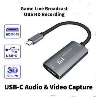 HDMI to Type-C/USB 3.0 HD Video Audio Capture Card / Box Mobile Game Mobile Game Live OBS Game Collector USB/USB-C to HDMI HD Video Audio Capture Card  for Gaming OBS Live Broadcasting Recording