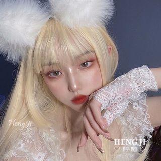 HENGJI Blonde Hime cut Lolita Cosplay Daily Wig