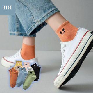 HH | Korean Iconic Socks Cute Mickey Mouse Ears Embroidery Low Cut Cotton Socks