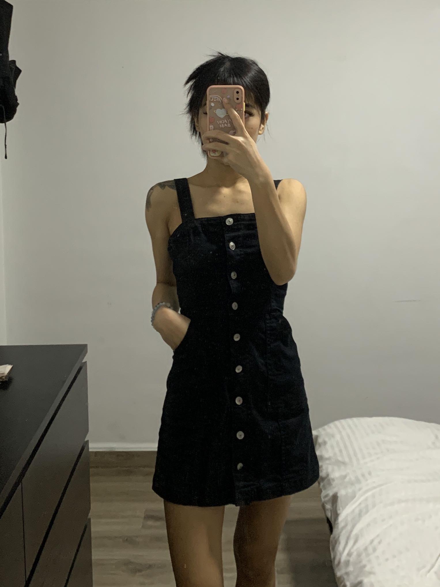 H&m black button dress new arrivals