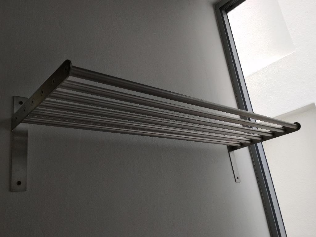 Ikea Grundtal stainless steel wall shelf towel rack/bar, Furniture