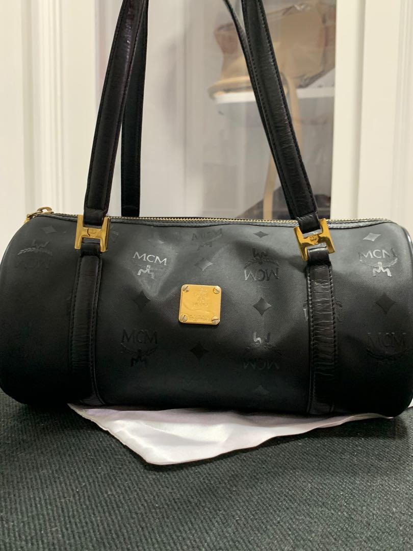 SALE❗️MCM vintage black barrel tube shoulder bag, Luxury, Bags