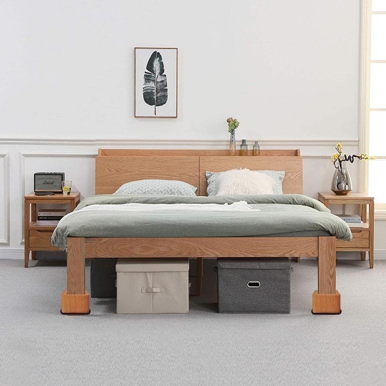 Dark Brown 4PCS MIIX HOME Bed Risers 2.75 Inch Heavy Duty Imitation Wood Design Furniture Riser Wood Design 