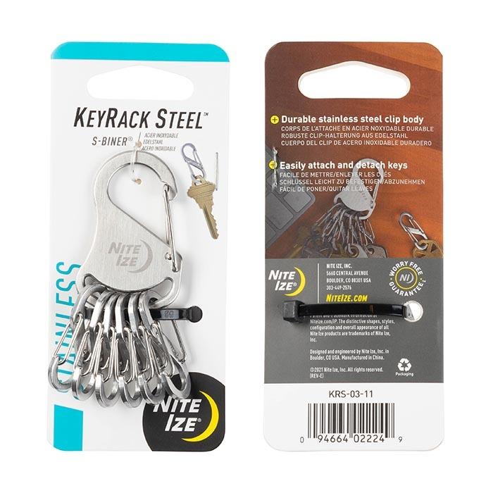 NITE IZE Key Rack Steel S-Biner (Stainless) (Category: Home Improvement Tools & Accessories) located in Quezon City. Submitted by abubotmanila (Listing ID 1099058116, Image 1). Description: SRP- 995 This stainless steel carabiner clip body is paired with six durable stainless steel S-Biners to easily attach and remove keys. Clip individual keys to the S-Biners, and then connect the whole KeyRack to your belt loop or purse strap using the carabine