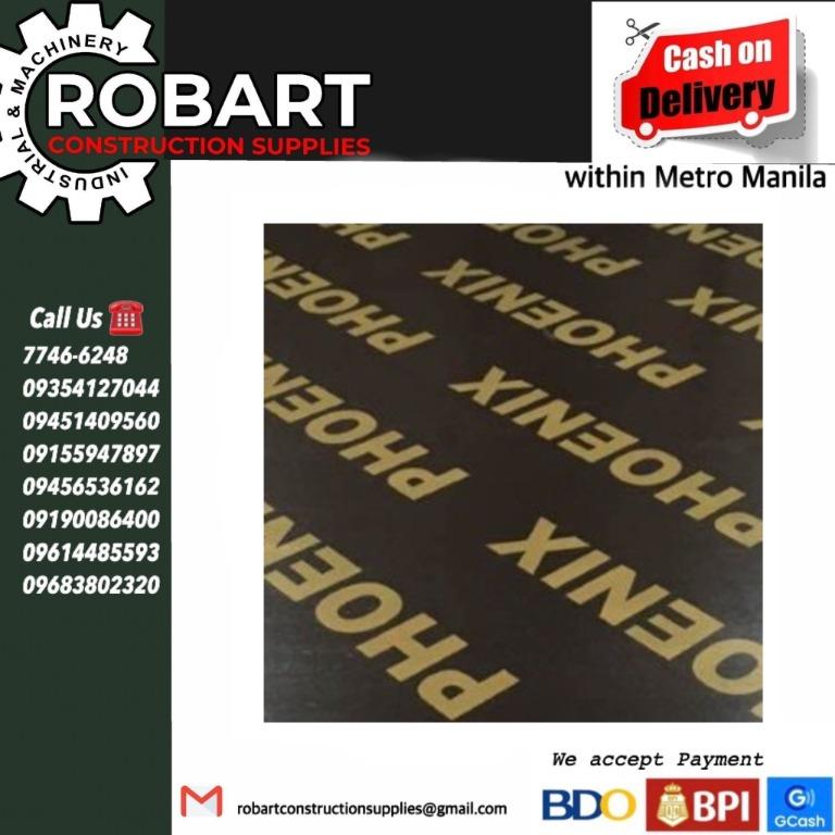 Phenolic Board (Category: Construction & Building Materials) located in Manila. Submitted by tina.sales (Listing ID 1098975663, Image 1). Description: Phenolic Board Brand: Phoenix Phoenix 3/4" price: 1860 Phoenix 1/2" price: 1345 PVC 1/2 price: 2930 CHMPLY 3/4" price: 1360 FOR INQUIRIES PLEASE CONTACT US. BIR ACCREDITED Located at Sta Cruz Manila Landline: 7746-6248 Globe: 09456536162 Smart: 09683802320.