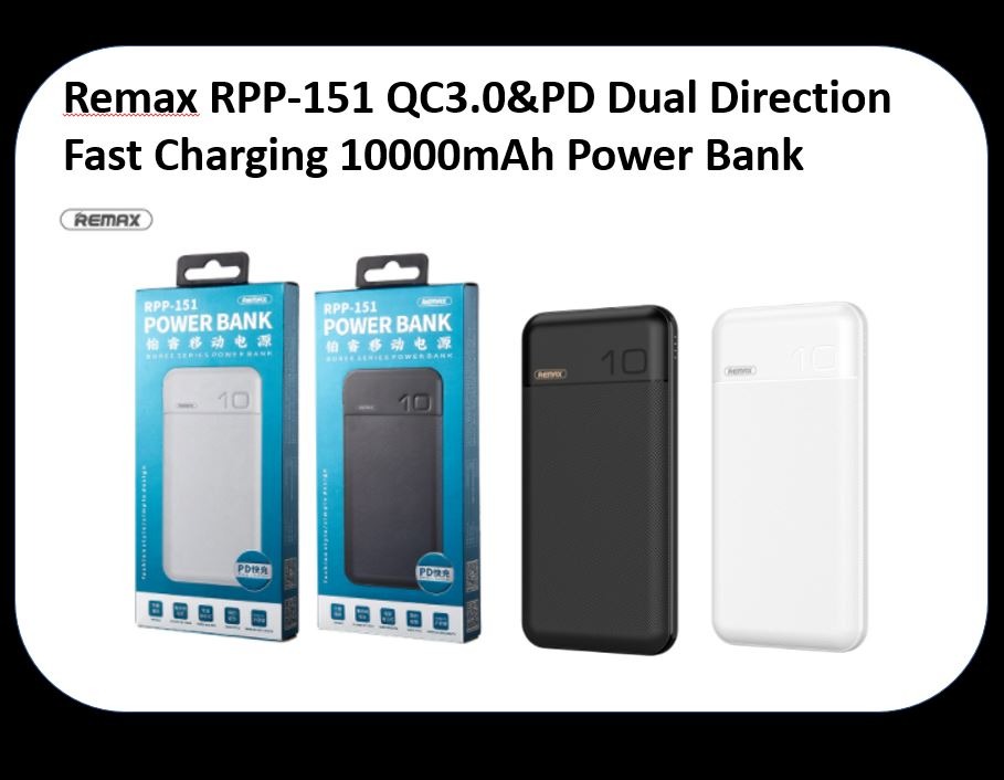 POWERBANK REMAX RPP 151 BOREE Series 10000mAh POWER BANK QC3.0 & PD ...