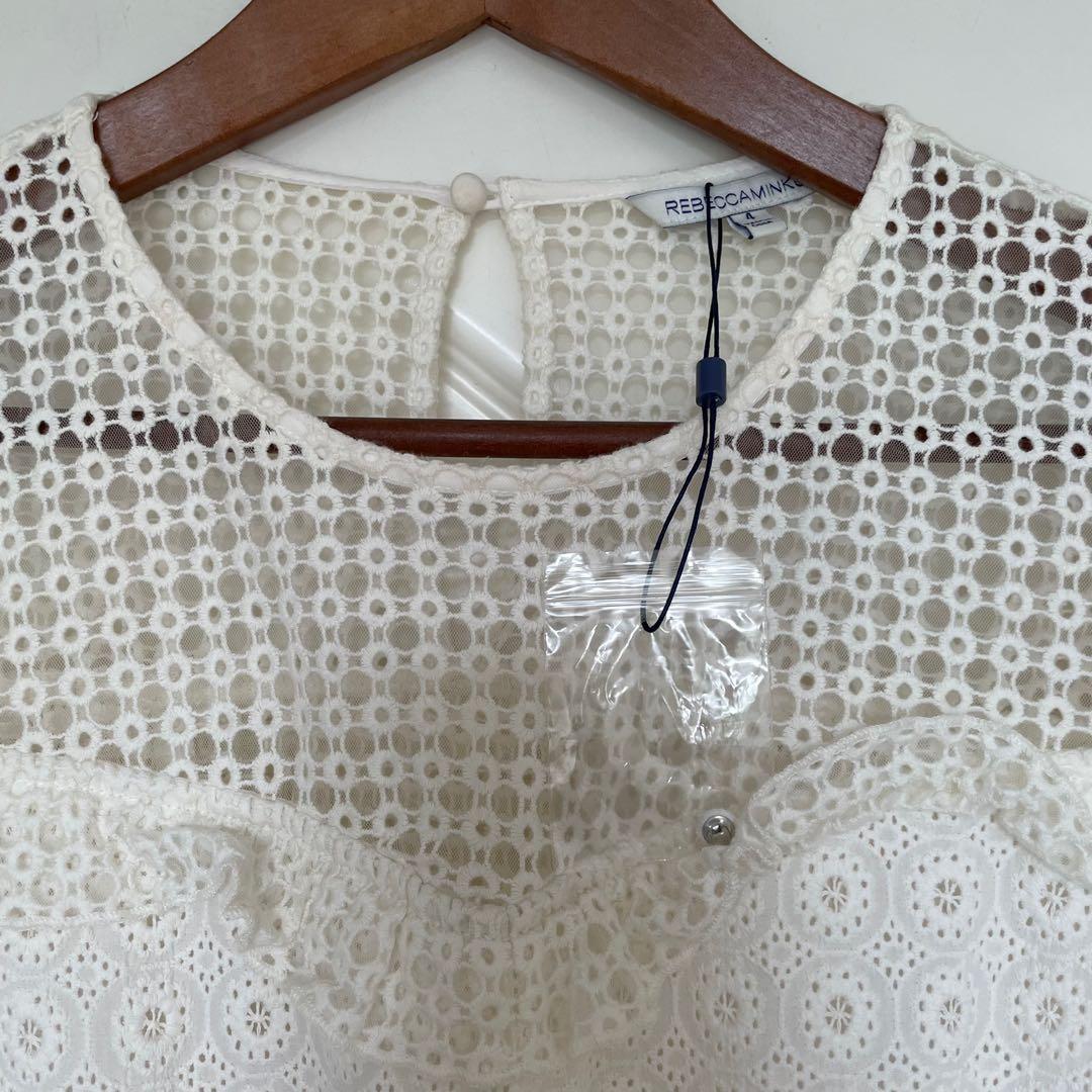 knee length dresses for ladies Rebecca Minkoff Cream Eyelet Mini Dress Size M