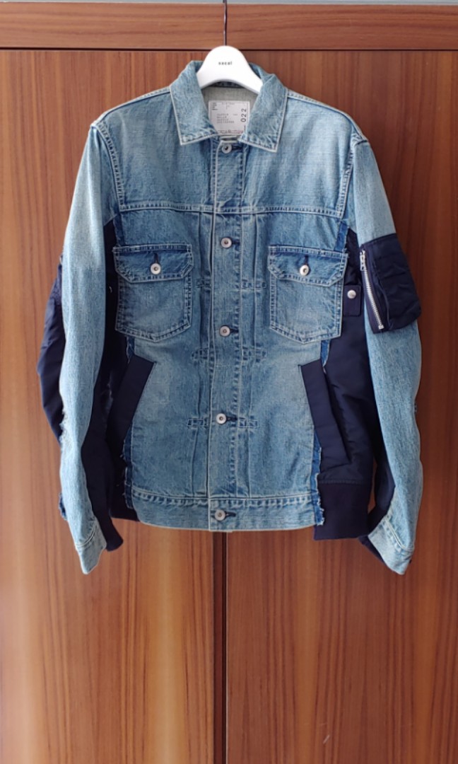 SACAI DENIM X MA-1 JACKET, 男裝, 外套及戶外衣服- Carousell