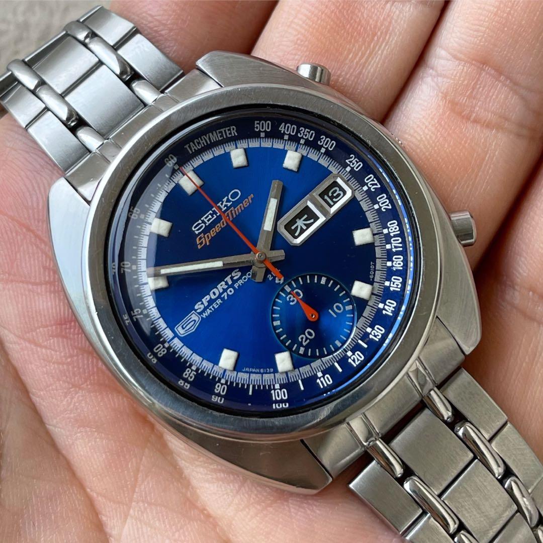 March 1969 Seiko 6139-6010 SpeedTimer JDM Deep Blue Chrono, w/Orig  Bracelet