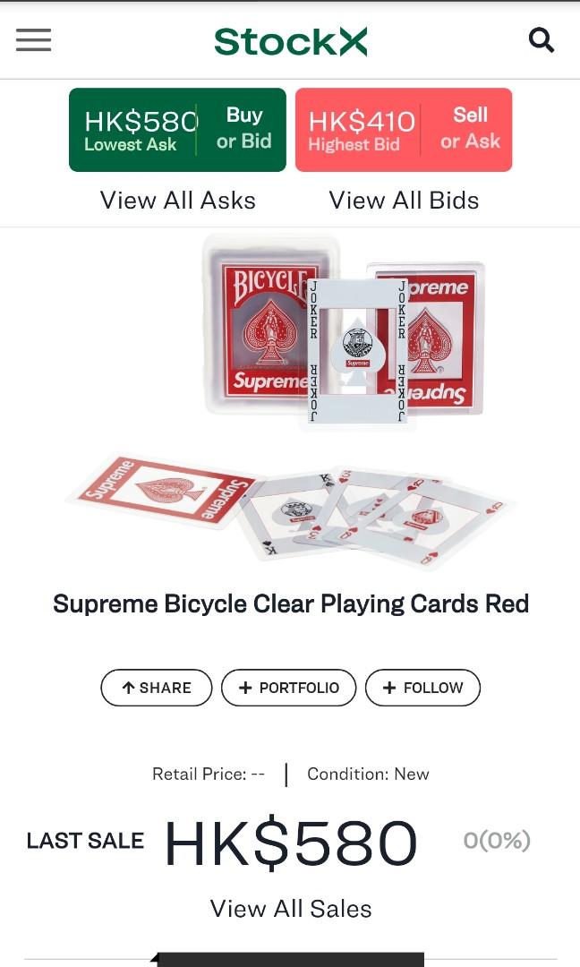 Supreme Bicycle Clear Playing Cards Poker Red, 興趣及遊戲, 手作
