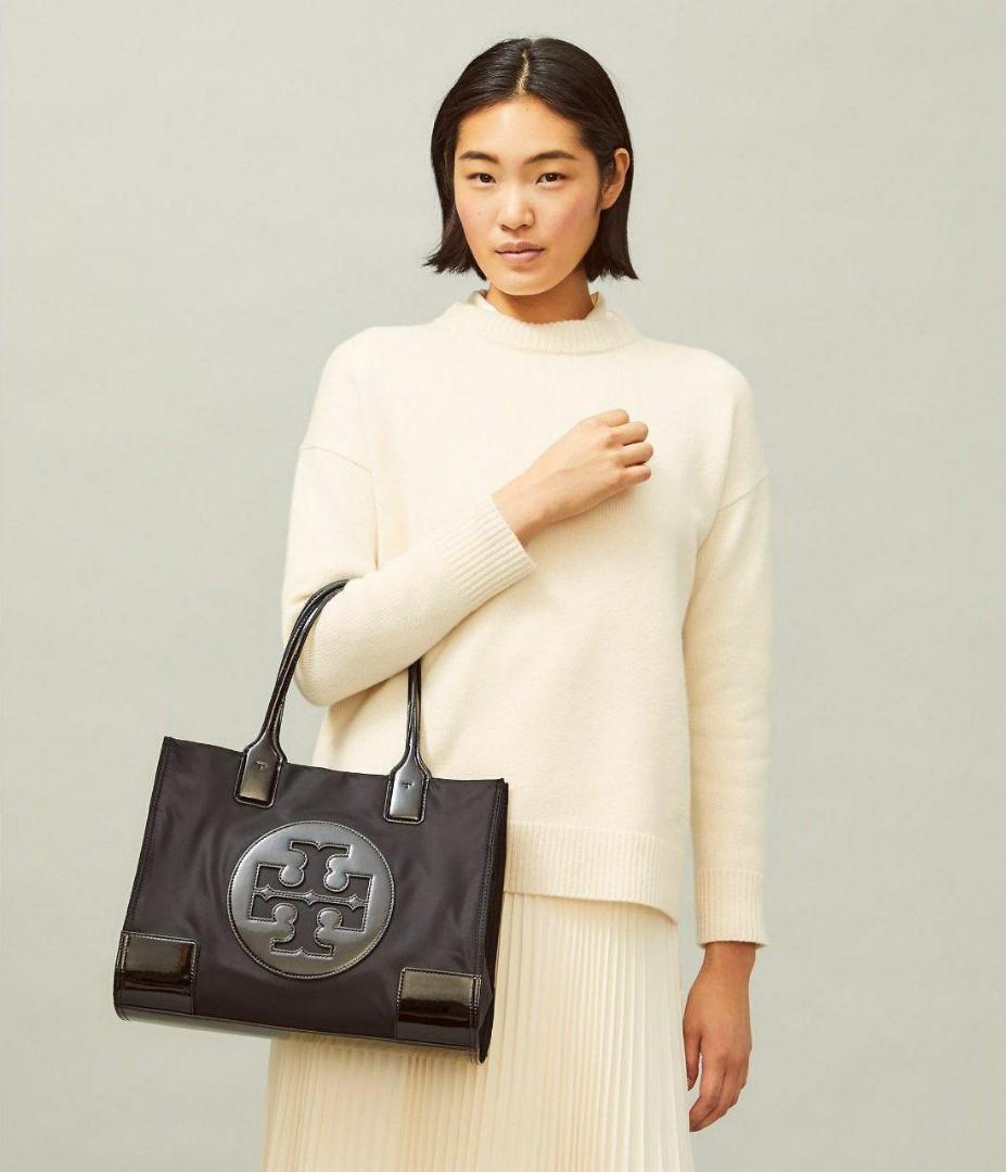 Tory Burch Ella Mini Nylon Tote Bag Black Original Barang Mewah Tas Dompet di Carousell