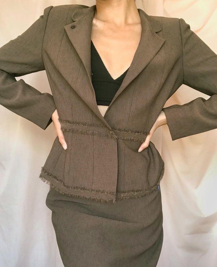 Vintage 90s Power Skirt Suit Set Women s Fashion Dresses Sets