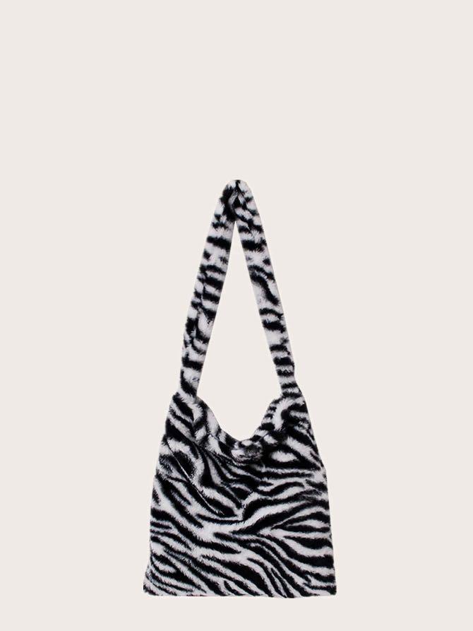 Fluffy zebra print bag top