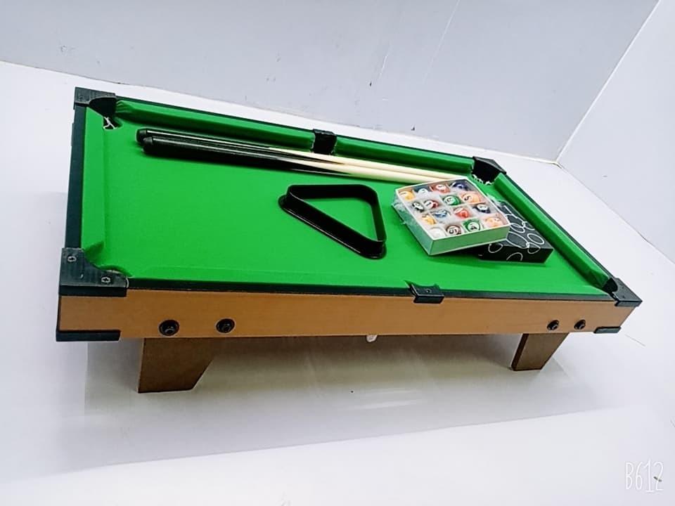 14x26 Inches Mini Billiard Table (Category: Billiards and Bowling) located in San Pablo. Submitted by reyesbilliardsandaccessories_ (Listing ID 1099152204, Image 3). Description: FOR SALE BRANDNEW MINI BILLIARD TABLE 14x26 inches Mini Billiard Table For Age: 5-7yrs old Included: *1inch ball set *1inch triangle *2pc billiard cue stick - Slate: Medium- density fibre board (MDF) is an engineered wood product made by breaking down hardwood or softwoo