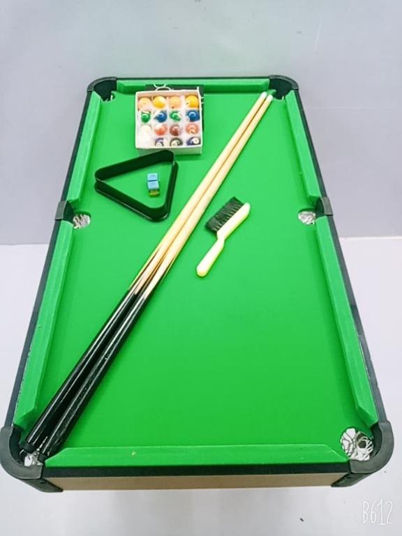 20x34 Inches Mini Billiard Table (Category: Billiards and Bowling) located in San Pablo. Submitted by reyesbilliardsandaccessories_ (Listing ID 1099153967, Image 1). Description: FOR SALE BRANDNEW MINI BILLIARD TABLE 20x34 inches Mini Billiard Table For Ages: 5-7yrs old Included: *1inch ball set *1inch triangle *2pc billiard cue stick *2pc billiard chalk *1pc brush - Slate: Medium- density fibre board (MDF) is an engineered wood product made by b