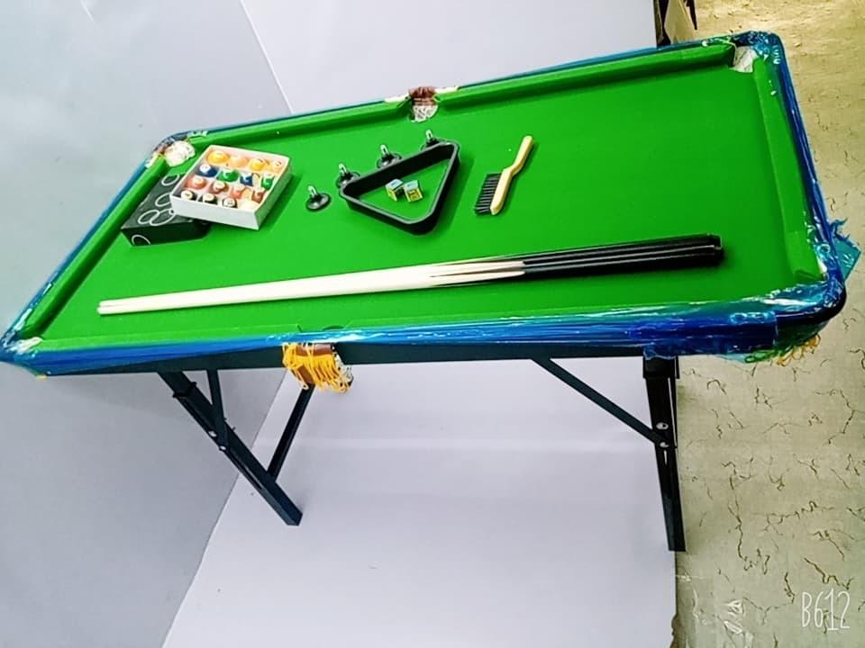 24x46 Inches Mini Billiard Table (Category: Billiards and Bowling) located in San Pablo. Submitted by reyesbilliardsandaccessories_ (Listing ID 1099159759, Image 2). Description: FOR SALE BRANDNEW MINI BILLIARD TABLE 24x46 inches Mini Billiard Table For Age: 8-12yrs old Included: *1 1/4 inch ball set *1inch triangle *2pcs billiard cue stick *2pcs billiard chalk *1pc brush *4pcs adjustable mini leg leveler - Slate: Medium- density fibre board (MDF