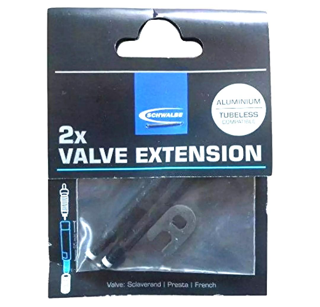 Valve Extension Schwalbe for FV/SV Replaceable Valve Core / Tubeless. Set  of 2 pieces 65mm. Valve key enclosed. Made In Germany, Sports Equipment,  Bicycles & Parts, Parts & Accessories on Carousell