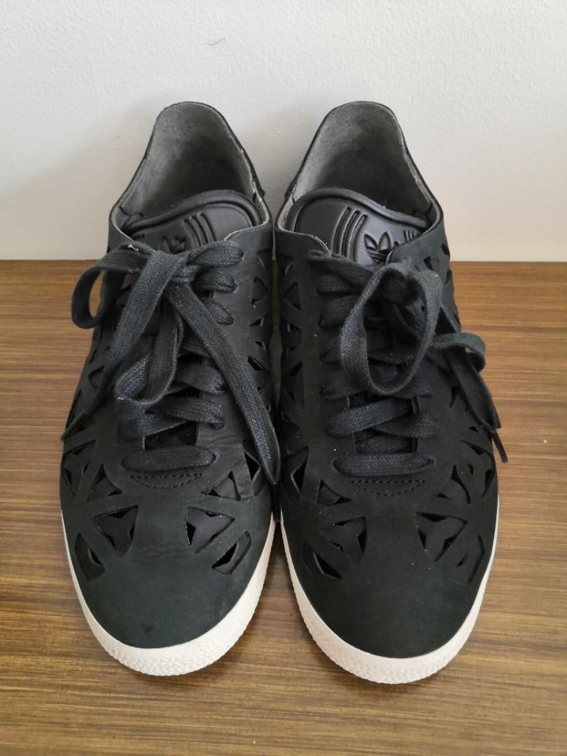 Adidas gazelle cutout black discount