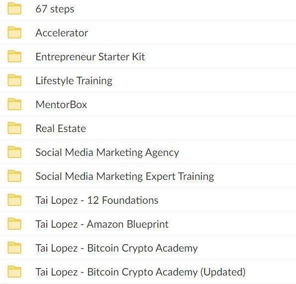 ALL COURSES FULL PACKAGE Tai Lopez Online Courses 5 Minute Mentor 12 ...