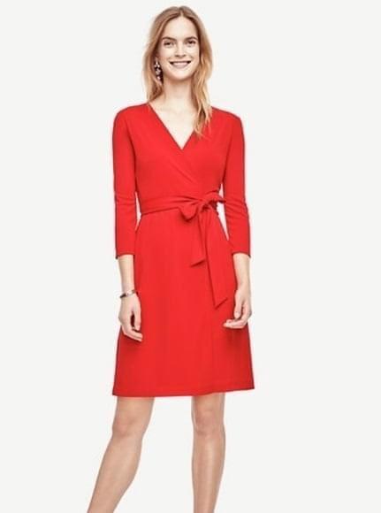 Ann taylor red wrap deals dress