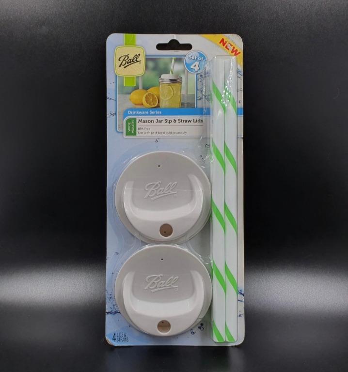 Ball Mason Jar Sip & Straw Lids (Category: Water Bottles & Tumblers) located in Quezon City. Submitted by bits-n-bobs (Listing ID 1099233345, Image 1). Description: Enjoy your favorite cold drinks, smoothies or summer tea with the Ball Mason Jar Sip & Straw Lids. The BPA free plastic lids fit perfectly on Ball Wide Mouth mason jars with the use of an appropriately-sized band, while the easy-sip opening ensures enjoyment of every last drop. Use al