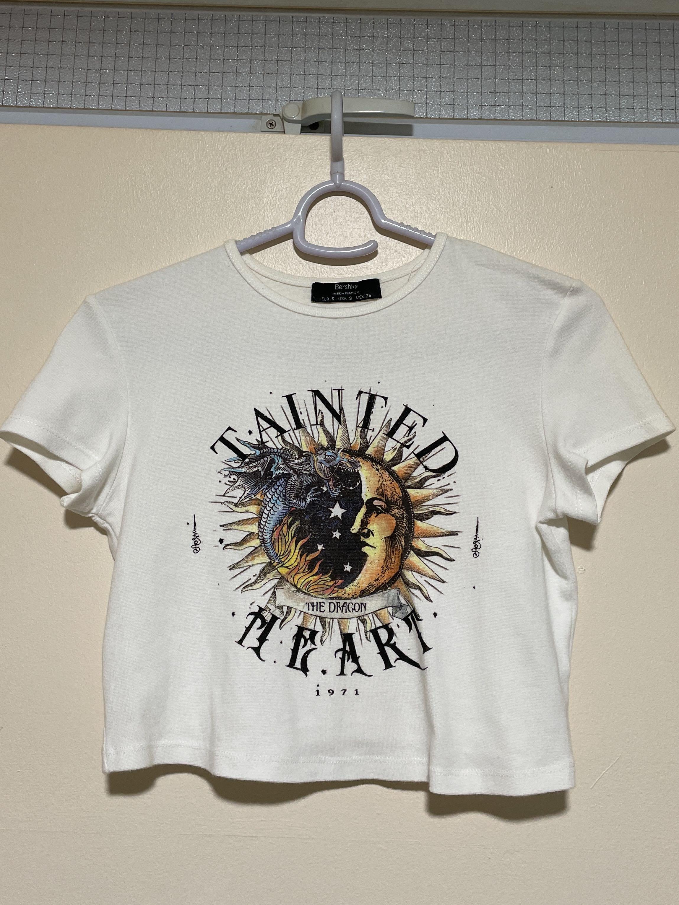 Bershka Tainted Heart Baby tee, Women's 