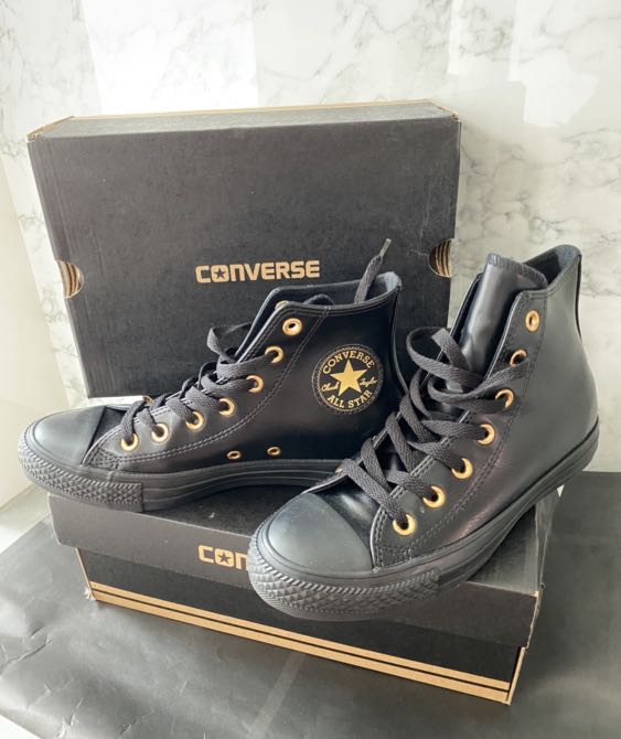 BNIB Authentic Converse Black Gold Sneakers / Boots / Shoes, Women's  Fashion, Footwear, Sneakers on Carousell