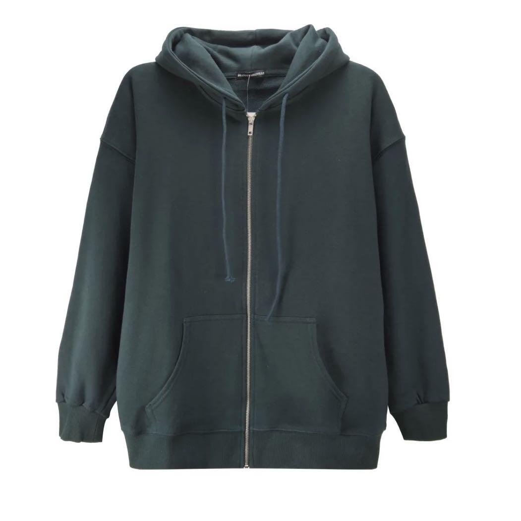 dark green brandy melville zip-up hoodie, Women's Fashion, Coats, Jackets  and Outerwear on Carousell