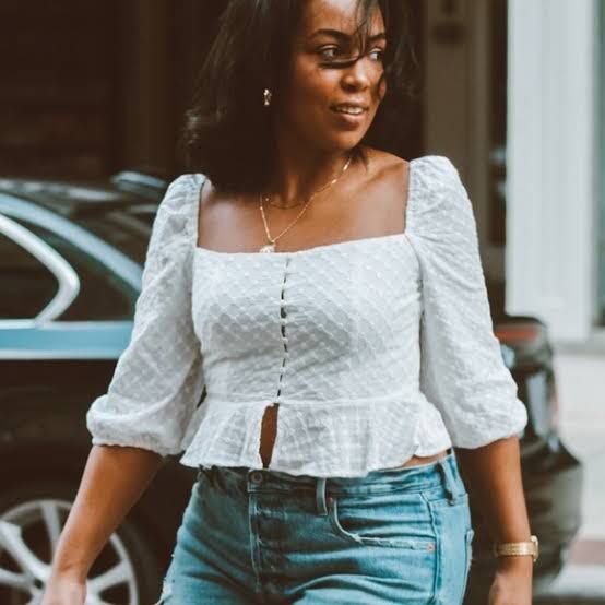 Forever 21 Eyelet Puff Sleeve Top Women s Fashion Tops Blouses