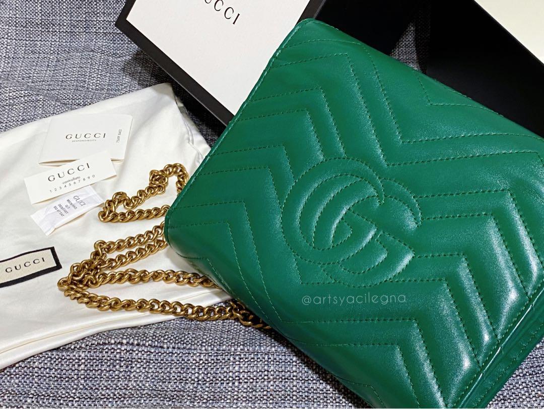 Gucci marmont small 26 new cm Light green Leather ref.268419