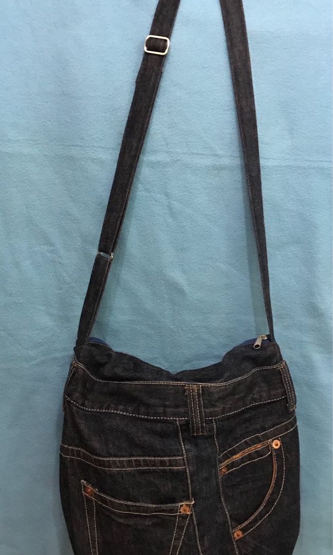 Handmade Denim Sling Bag Large