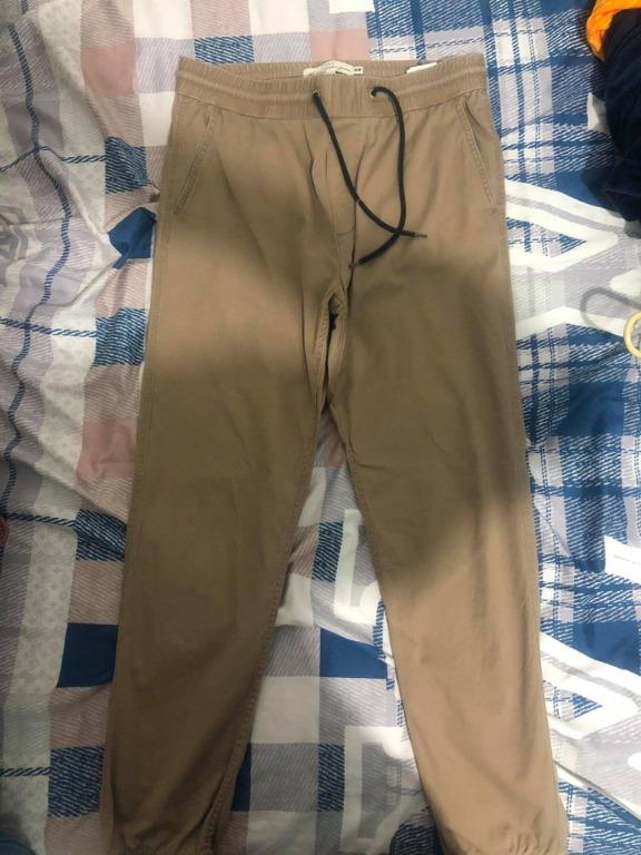 H M Khaki Joggers Men s Fashion Bottoms Joggers on Carousell