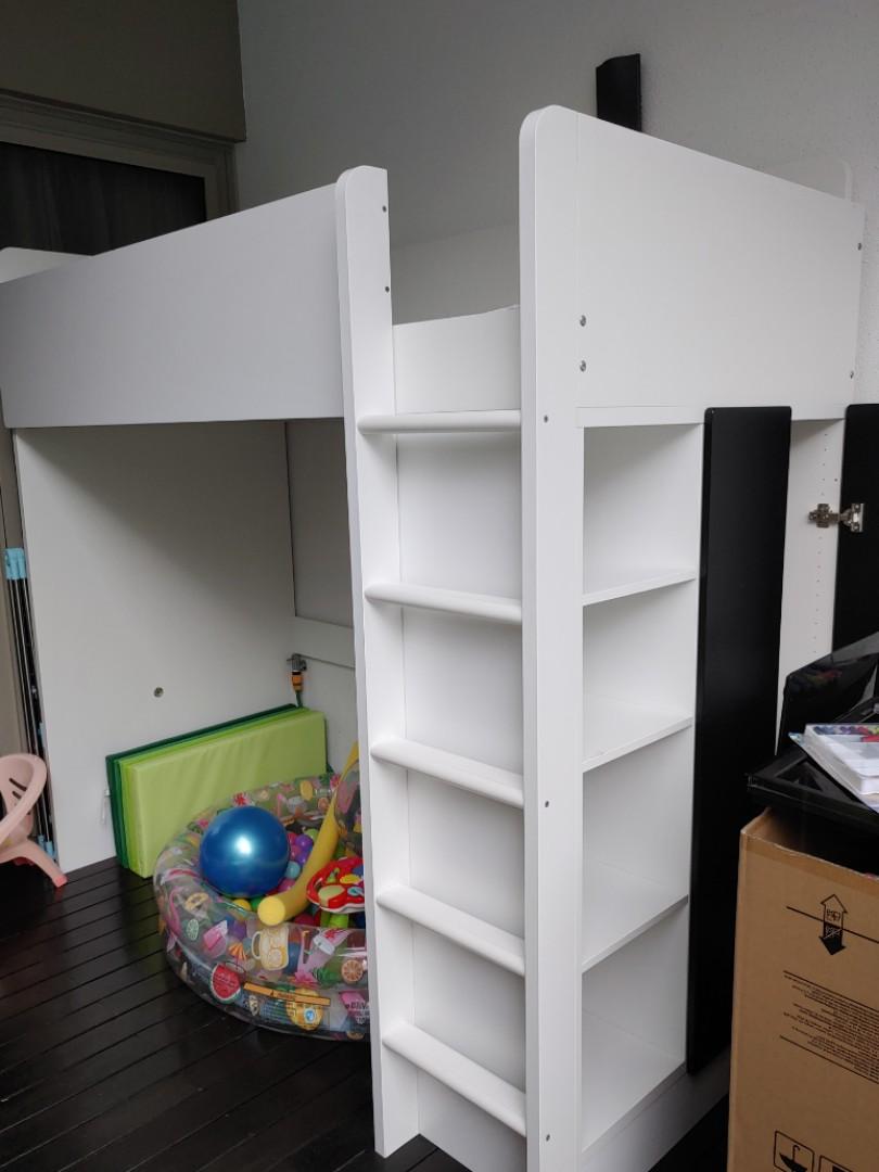 Ikea stuva loft bed with cupboards shelves matress foc, Furniture