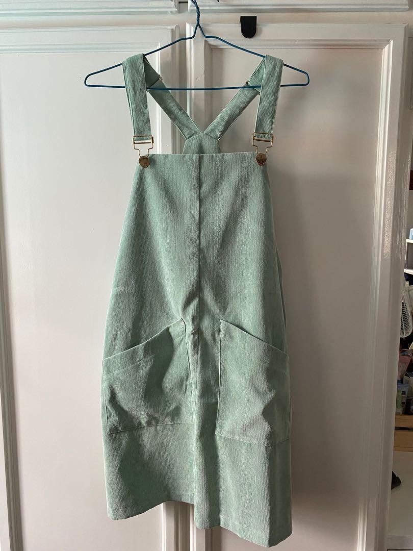 green corduroy jumper dress