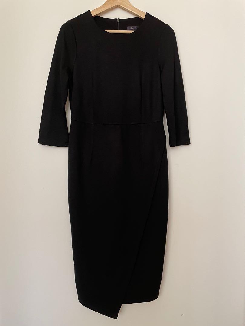 M S Marks and Spencer 3 4 Sleeve Black Dress