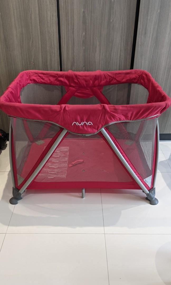 nuna red playpen cot babies kids baby nursery kids furniture cots cribs on carousell