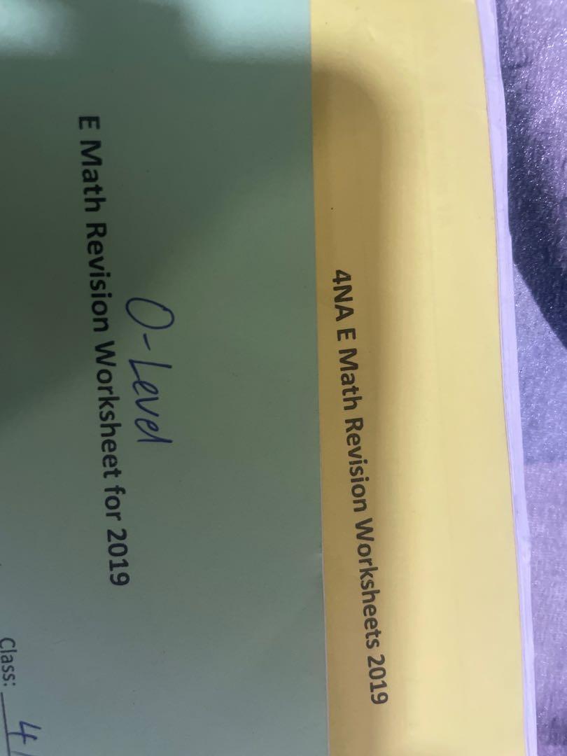 Olevel E math (Category: Assessment Books) located in Singapore. Submitted by lucianaa_ (Listing ID 1099194002, Image 3). Description: There is a few preliminary examination papers from my school with answers all provided. I honestly didn’t do much or like at all so it’s mostly clean I only do little questions. There is also revision worksheets provided for different topics. Selling all for $18. Meet up preferably at red line. If need more pictur