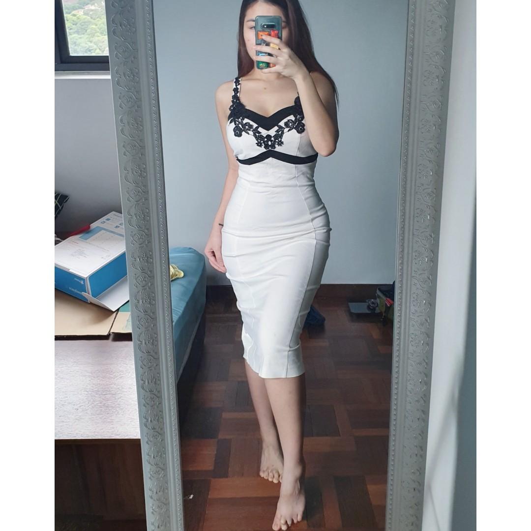 PAPER DOLLS White Midi Bodycon Dress Women s Fashion Dresses