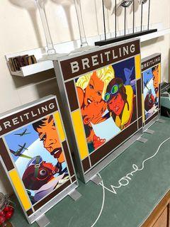 POP ART STATUE DISPLAY (COLLECTOR) : 3 X Breitling RARE / COLLECTORS / LIMITED ONLY AP Luxury Watch on leather canvas & aluminium frame