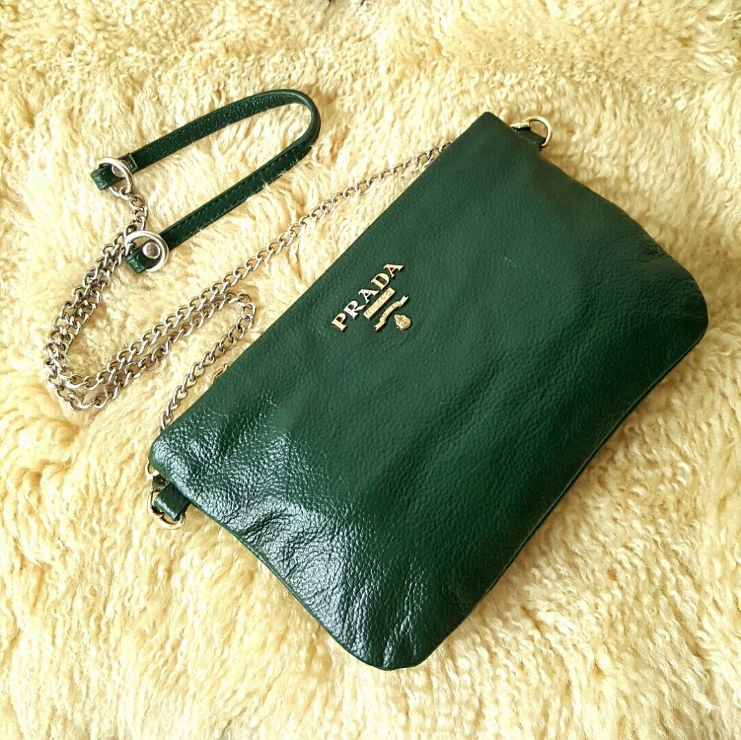 Prada Green Leather Sling Bag, Women's Fashion, Bags u0026 Wallets, Tote Bags  on Carousell