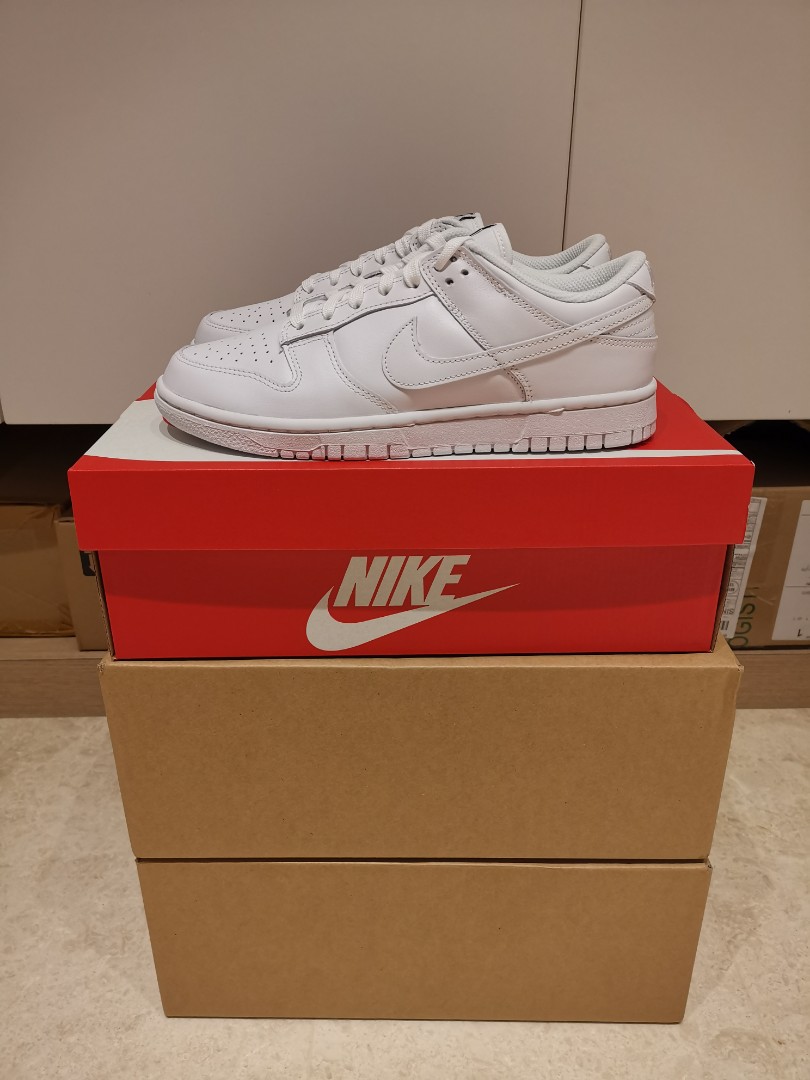 triple white nike dunks